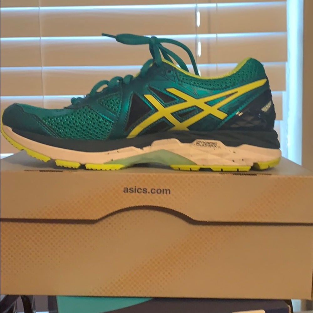 Tennis Shoes teal and yellow worn once